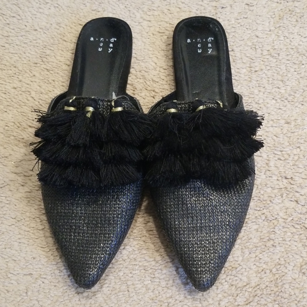 NWOT A New Day Tassel Fringe Mules